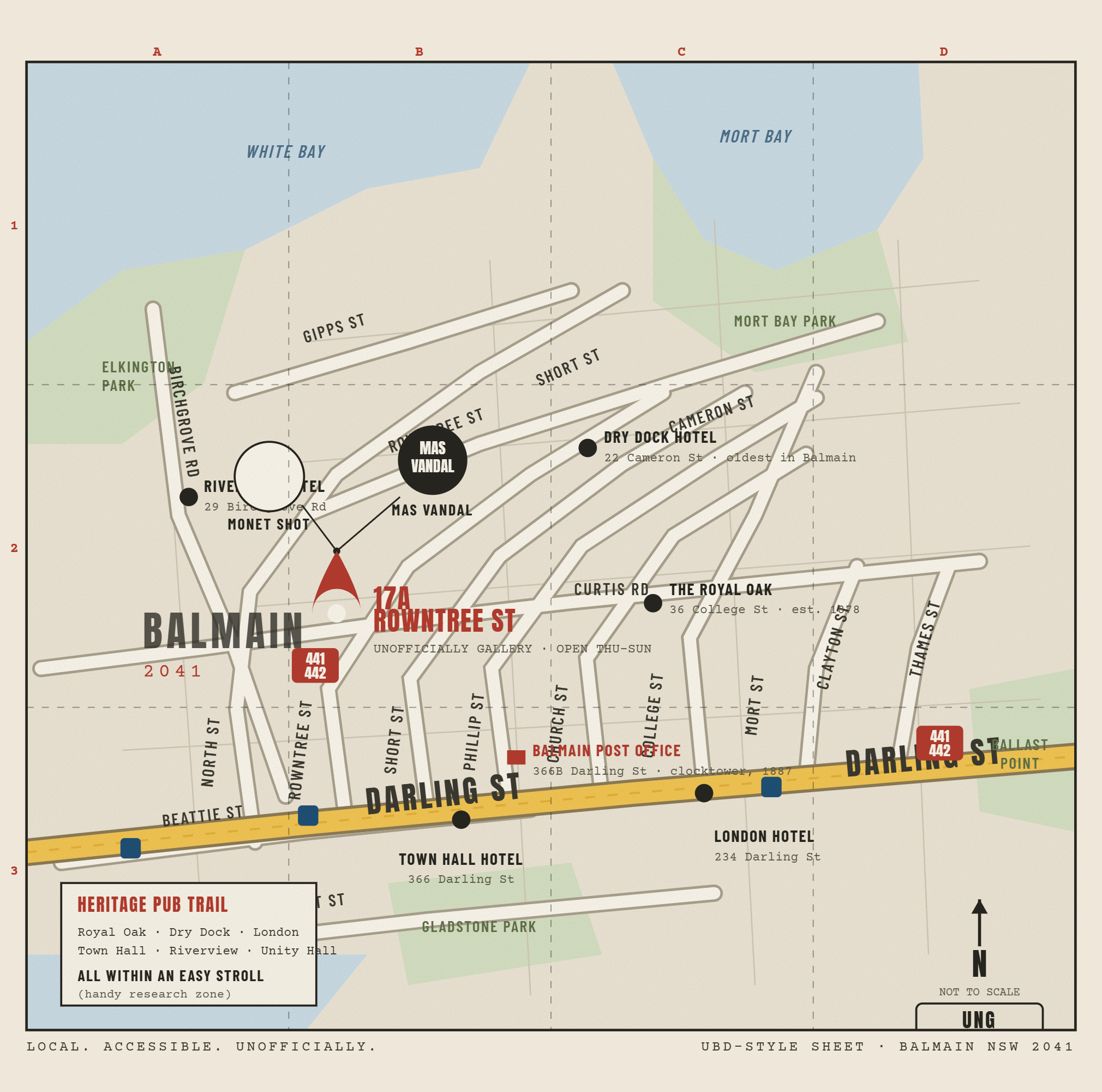 UBD-style street map of Balmain showing 17A Rowntree St